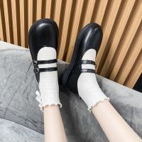 ins新款玛丽珍鞋女复古软妹小皮鞋女学生一字扣单鞋jk制服鞋日系 黑色亚光[617] 35