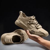 芭步仕透气帆布鞋男潮流一脚蹬休闲鞋子男潮鞋百搭软底驾车鞋布鞋 沙色 40