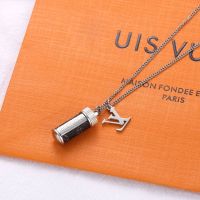 L家驴家香水瓶项链 时尚奢华老花皮信筒吊坠百搭情侣男女友锁骨链 L-[白金色]-香水瓶项链 普通包装