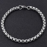 霸气社会朋克男士钛钢手镯手环手链男手饰品学生情侣个性潮流帅气 3.5珍珠手链18cm