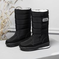 东北保暖雪地靴冬季加厚防滑棉鞋高帮防水男靴子户外加绒雪地棉鞋 黑色(3粘加厚)含羊毛 偏小一码 36女款(送鞋垫)