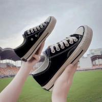 帆布鞋男2020秋季新款韩版鞋子男低帮布鞋板鞋潮鞋学生小白鞋男 低帮黑色[优质款] 35[女]