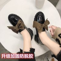 英伦小皮鞋女春秋季新款鞋子女学生韩版百搭社会平底外穿单鞋女鞋 褐色 进口胶水 35 标准码