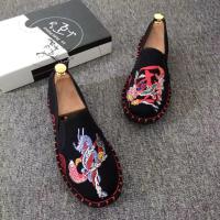 刺绣花老北京布鞋男社会小伙西山色鬼脸谱一脚蹬懒人帆布鞋子豆豆 橙色 中国 45 偏小一码