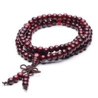 檀木佛珠手链108颗念珠手串金刚杵佛珠手串108颗手链饰品男 紫檀佛字6毫米情侣手链生日礼物 紫檀中国结