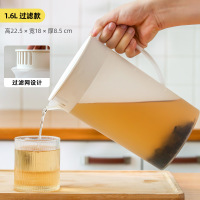 冰箱大容量冷水壶日式家用凉水壶杯夏装水耐高温塑料储水带水龙头 [过滤款1.6升]磨砂感 圆壶