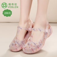 VEBLEN洞洞鞋女夏新款沙滩鞋防滑包头果冻凉拖鞋外穿软学生韩版 名人签名玫瑰金 37 正码