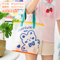 透明果冻包夏季手拎小包包女可爱游泳包沙滩包防水单肩手提袋子 可爱小熊 20.5*27.5cm