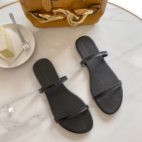 女鞋2021年新款时尚简约软底拖鞋女夏外穿平底凉鞋仙女风罗马鞋潮 黑 色 35 女款