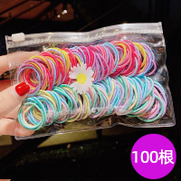 韩国儿童橡皮筋女童扎头发头绳不伤发弹性好彩色小号发圈宝宝发饰 15#夏天色中号圈100根
