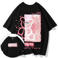 小熊情侣t恤2021新款潮流情侣装夏季ins小众设计感大码宽松短袖 黑(油画熊中标+大油画熊背标) 165/S