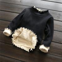 女童宝宝双层加绒加厚打底衫 童装2021冬季卡通中小童长袖儿童T恤 黑色色 木耳边打底衫(纯棉加绒) 吊牌7码(身高80