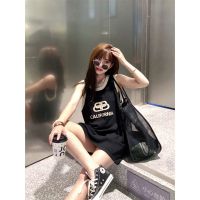 夏季甜辣妹背心篮球服无袖上衣t恤女外穿夏学生短袖韩版宽松球衣 727#黑色 S 60-85斤