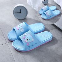 夏季女士可爱松糕厚底家用防滑高跟凉拖鞋外出拖鞋 趴趴熊[蓝色+蓝色] [36/37]+[36/37]码