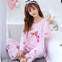 公主睡衣女春秋长袖夏季韩版宽松可外穿学生家居服秋冬天两件套装 粉大豹-C02 M