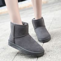 新款冬季雪地靴女款韩版保暖加厚靴子女士雪地棉女学生百搭雪地鞋 灰色 38 （偏小一码）