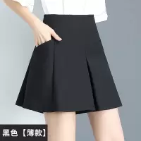 休闲短裤女秋季新款雪纺百褶裙裤韩版高腰A字阔腿短裤宽松裙裤冬 [夏季薄款][黑色] S 腰围1尺9
