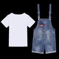 牛仔背带裤套装女春夏装2021年新款韩版宽松吊带短裤高腰两件套潮 201#单件背带裤 S