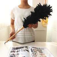 黑色鸡毛掸子公鸡泳毛除尘掸子打扫神器家务清洁家用车用羽毛掸子 黑色鸡毛掸子全长约64cm左右 新品略掉毛是正常