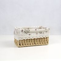 北欧布艺藤编收纳筐桌面杂物茶几钥匙玩具篮家居用整理收纳箱大号 浅棕色 小号(19*12*10)