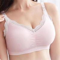 [特惠品牌]前开扣孕妇喂奶文胸蕾丝聚拢调整型哺乳内衣 8866#纯棉粉色 34/75BC
