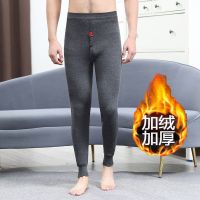 秋冬加绒加厚男士棉毛裤加肥加大宽松男士保暖裤中厚内穿打底棉裤 深灰色 [一件装] XL 建议90-115斤