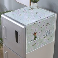 新品冰箱盖布洗衣机罩单开双开门滚筒式防灰尘罩防尘盖布微波炉罩 绿色小花[不推荐] 单开冰箱/洗衣机通用54-139CM