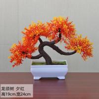 魅力装饰小盆栽 塑料花假花仿真花套装盆景装饰客厅家居插花盆栽 龙须树 夕阳红