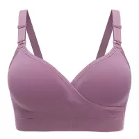 新品热卖孕妇哺乳内衣聚拢防下垂怀孕期喂奶文胸超薄胸罩夏季薄款 豆沙紫 M 32A-34E