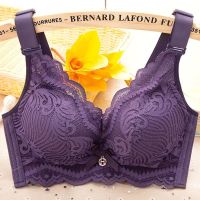 2021新品内衣女无钢圈文胸聚拢上托调整型收副乳防下垂透气胸罩 紫灰色 32/70AB【中厚杯】