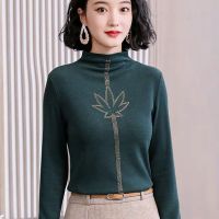 双面德绒加厚半高领打底衫女2020冬新款大码修身加绒长袖T恤上衣 墨绿色 [荷花款][加绒加厚] M