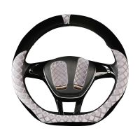 专用于捷途x70 x70s X90汽车用品装饰改装冬季保暖汽车方向盘套 时尚短绒(黑灰色-D型)