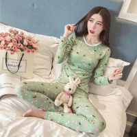弹力加绒保暖内衣薄款套装秋冬季学生秋衣秋裤塑身睡衣女式家居服 果绿【糖果】 S 建议75-85斤内穿