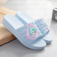 夏季厚底拖鞋女夏外穿凉拖坡跟松糕防滑高跟居家凉拖鞋室休闲拖鞋 湖水蓝 8901 36