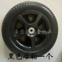儿童三轮车配件前后轮胎静音发泡轮带轴承小孩自行车轱辘宝宝玩具 黑色后轮1个