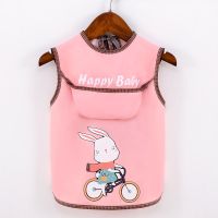 儿童罩衣夏季薄款吃饭围兜无袖防水防脏婴儿围嘴男孩女童反穿护衣 粉色小白兔 100码 (0-3岁)