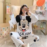 睡衣女春秋季卡通米奇长袖长裤套装韩版女士可爱ins可外穿家居服 双长大米奇[送同款收纳袋] M 80-100斤
