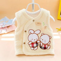 新生儿秋冬马甲宝宝珊瑚绒马甲小背心婴儿春秋背心儿童加棉坎肩 小兔子黄马甲 66