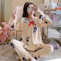 秋冬款睡衣女春秋季套头长袖学生可爱2021新款夏天家居服两件套装 2008V领森系女孩 M 75-95斤