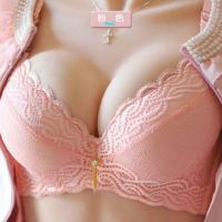 加厚5cm聚拢文胸超厚6cm透气深V内衣女小胸性感胸罩单件/套装可选 虾粉[单件] 32/70A[加厚]