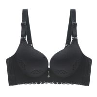 夏季无痕内衣女超薄款文胸套装无钢圈夏天透气小胸聚拢收副乳胸罩 黑色(单件) 32/70B