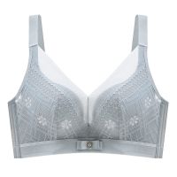 超薄款透气内衣女无钢圈胸罩薄款夏天文胸套装性感大胸显小神器 清水蓝单件 32/70A