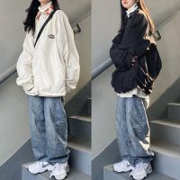 双面穿奶牛夹克外套男女2021年春秋新款宽松日韩街头休闲百搭夹克 黑色 M