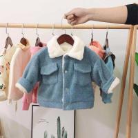 宝宝加绒加厚外套男女童1-3岁婴儿洋气冬装韩版保暖棉衣韩 蓝色 80 建议身高75cm左右