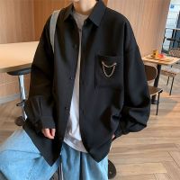 高级感衬衫男女款设计感小众痞帅衬衣长袖春秋季休闲宽松寸衫外套 黑色722 M 品质远高同行