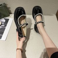 jk小皮鞋女夏季薄款2021年珍珠仙女鞋温柔单鞋复古白色玛丽珍女鞋 黑色 35