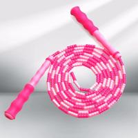 高品质软竹节跳绳成人幼儿中小学生儿童健身减肥中考男女比赛花样 粉红色 高级软珠葫芦手柄竹节跳绳
