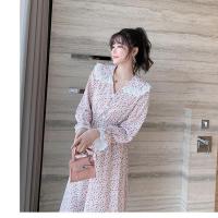 早春季2021年新款碎花雪纺法式复古连衣裙赫本女打底高端气质炸街 白底小红花 S 80-89斤