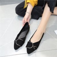 单鞋女高跟鞋女粗跟女鞋2021春秋季时尚百搭韩版一字扣中空工作鞋 黑色1CM 35