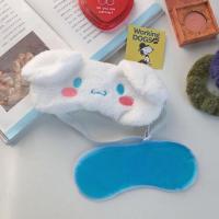 送冰袋可爱大耳朵玉桂狗眼罩卡通睡眠眼罩女遮光个性男女学生 白色玉桂狗眼罩(只有冰袋 没有眼罩)